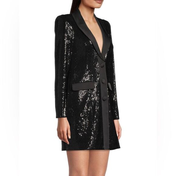 Aidan by Aidan Mattox Sequin Tuxedo Minidress size 0 - Picture 1 of 13